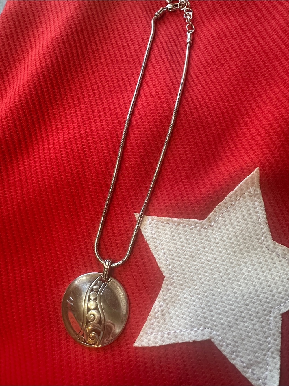 Brighton Silver Round Pendant Necklace with Swirl Motif